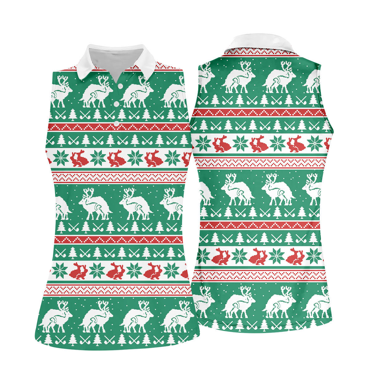Christmas Festive Reindeer Snowflakes Christmas Golf Shirt, Ladies Golf Shirts, Golf Gifts For Women