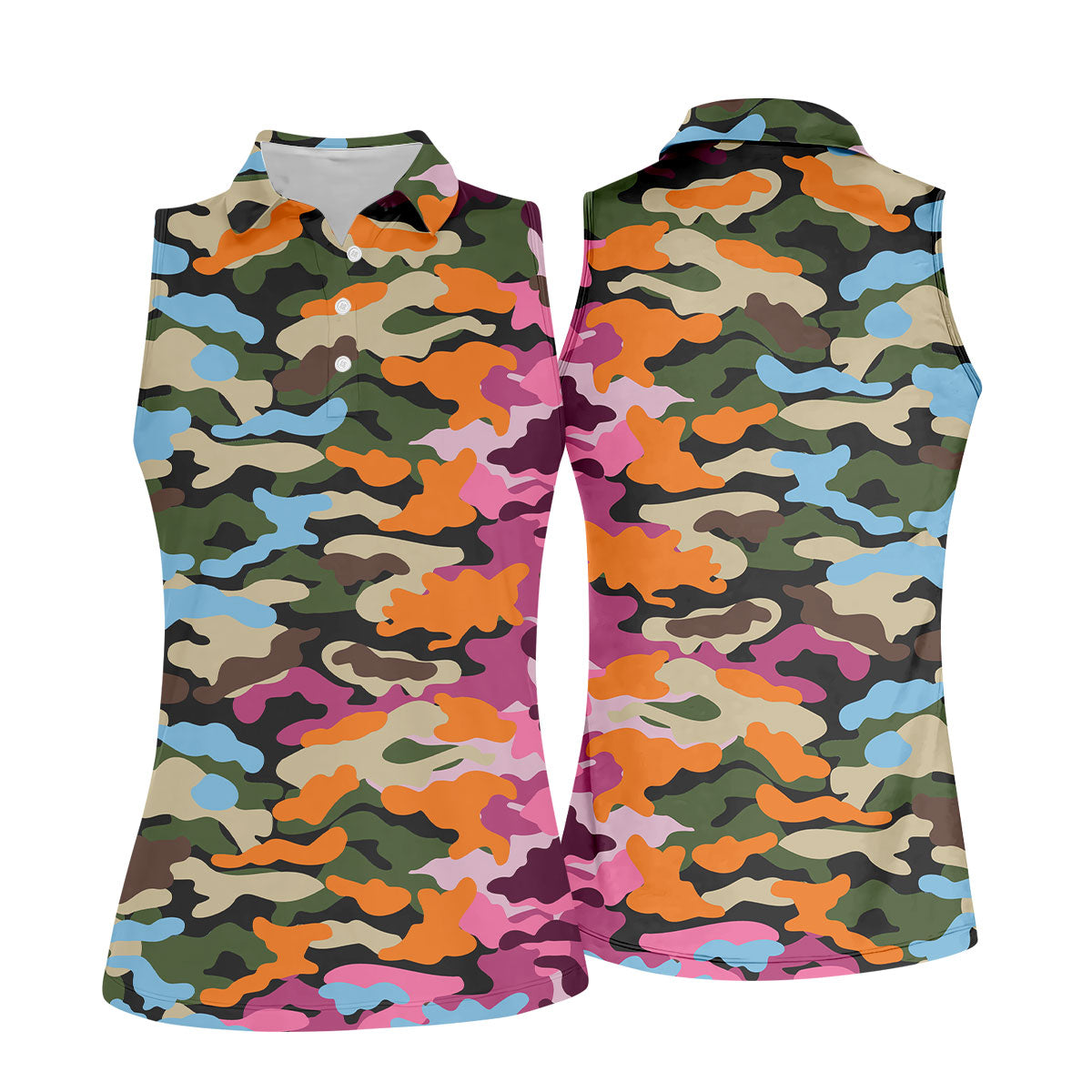 Rainbow Camouflage Ladies Golf Tops, Cool Golf Outfit, Golf Shirt For Women, Ladies Golf Polos