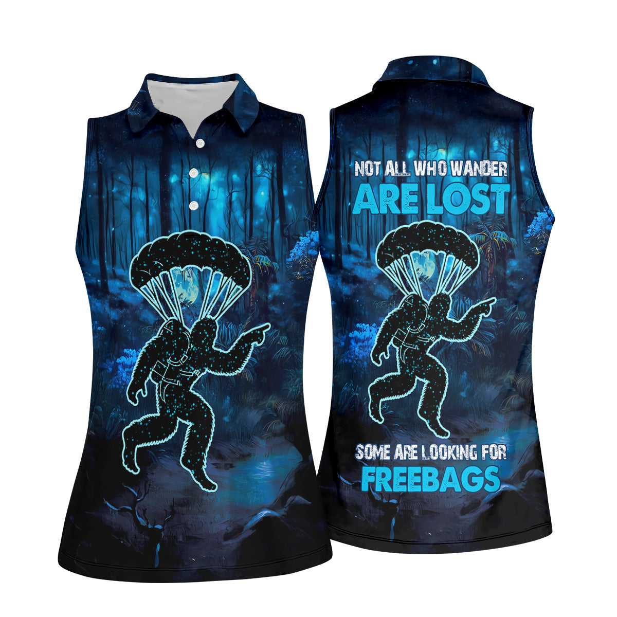 Not All Who Wander Are Lost Some Are Looking For Freebags Funny Bigfoot Skydiving Shirt, Women Skydive Apparel