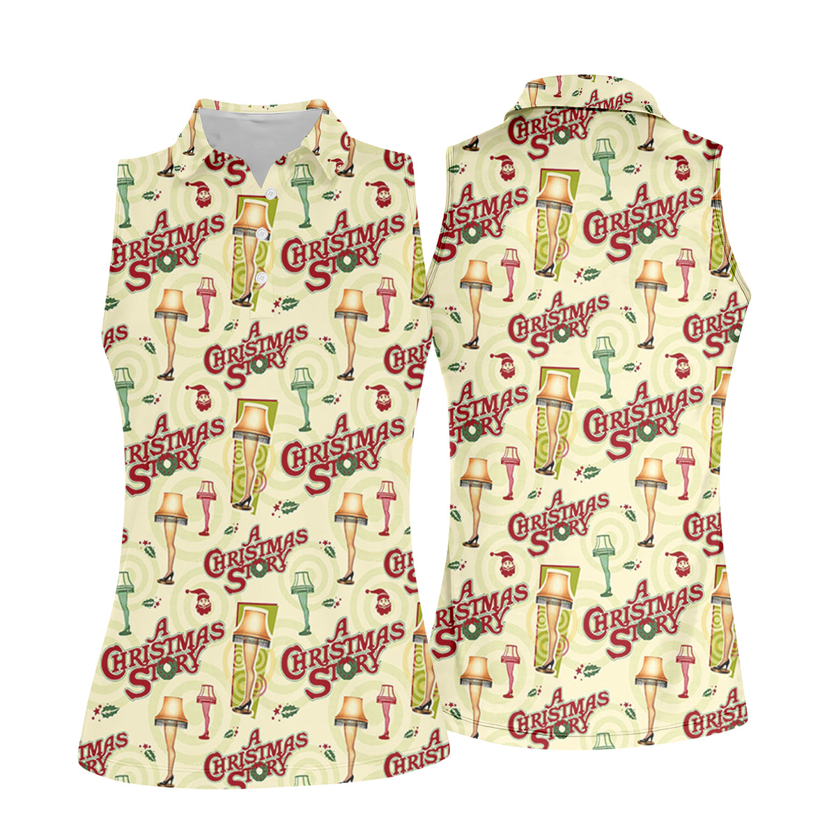 Christmas Story Leg Lamp Women Golf Top, Christmas Golf Shirt, Fun Women's Golf Shirts, Ladies Golf Polos