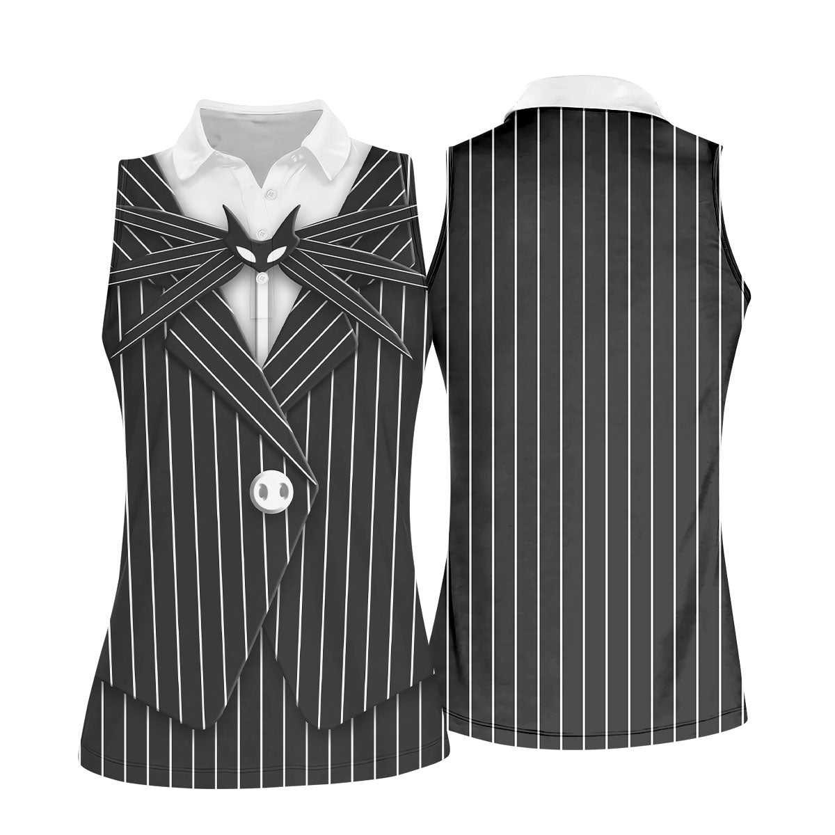 The Skeleton Man Fun Women's Golf Shirts, The Pumpkin King Ladies Golf Tops, Horror Cosplay Halloween Golf Shirt