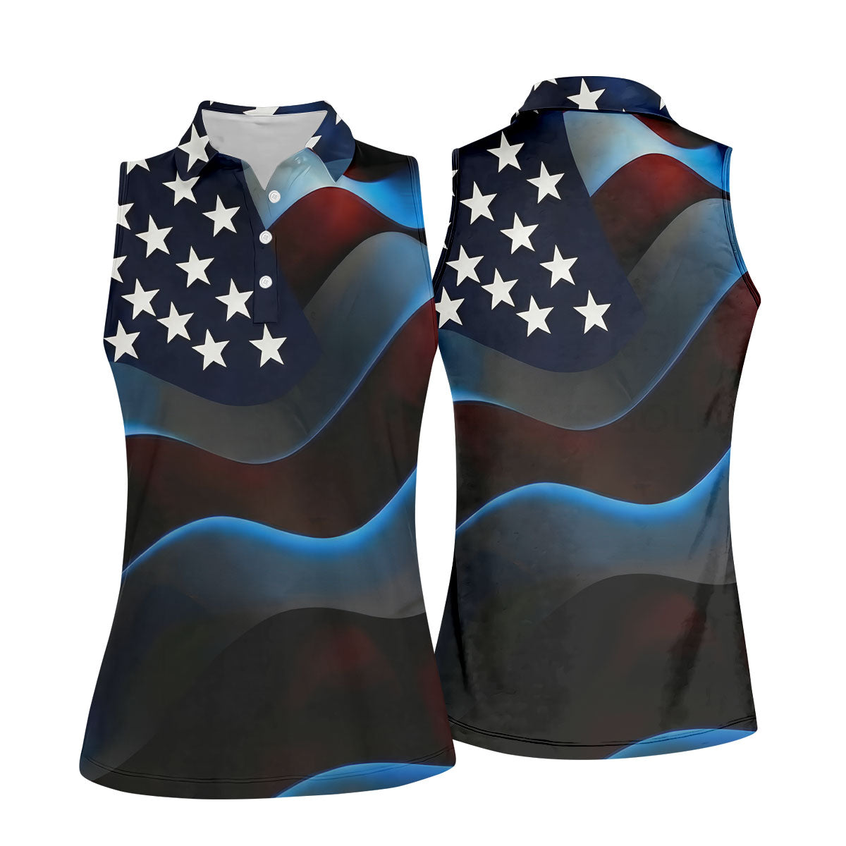 Patriotic American Flag 250th Anniversary Women's Golf Tops, Ladies Golf Shirts, Women's Polo Shirt
