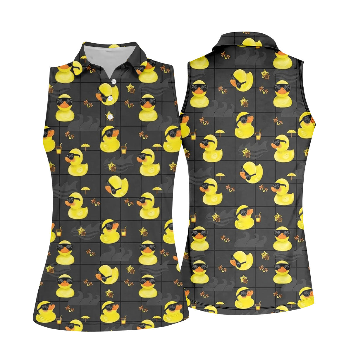 Yellow Rubber Duck Fun Women's Golf Shirts, Black Golf Shirt, Ladies Golf Shirts, Women's Polo Shirt