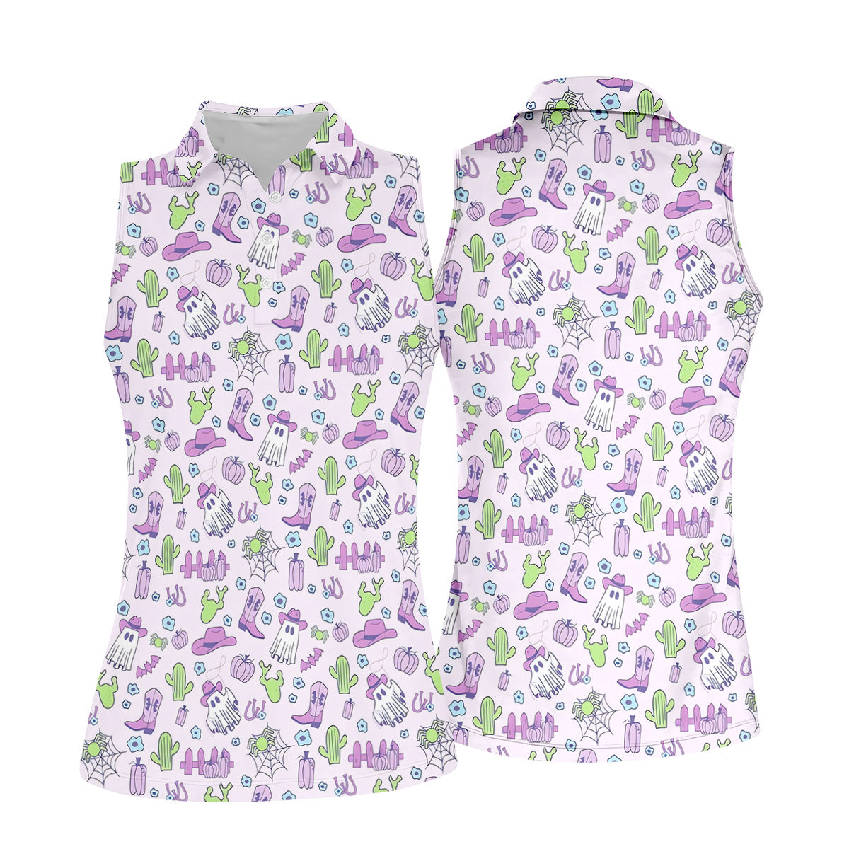Western Halloween Purple Women Golf Top, Cute Golf Outfit, Ladies Golf Shirts, Golfing Apparel