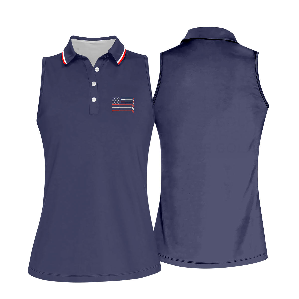 Golf Clubs US Flag Logo 250 Years Navy Golf Shirt, Patriotic 4th Of July Golf Shirt For Women