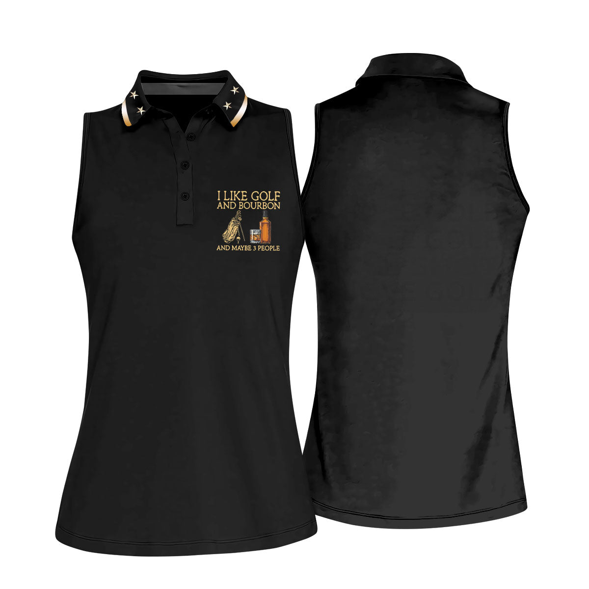 I Like Golf And Bourbon Black Golf Shirt, Fun Women's Golf Shirts, Golf And Whiskey Ladies Golf Shirts