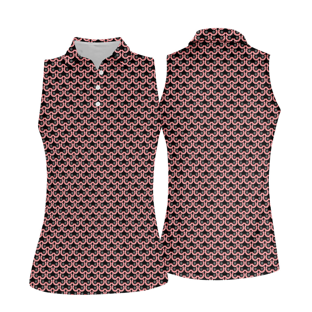 Christmas Snowflake Pattern Golf Shirt, Women Golf Top, Ladies Sleeveless Tops, Women's Golf Shirts