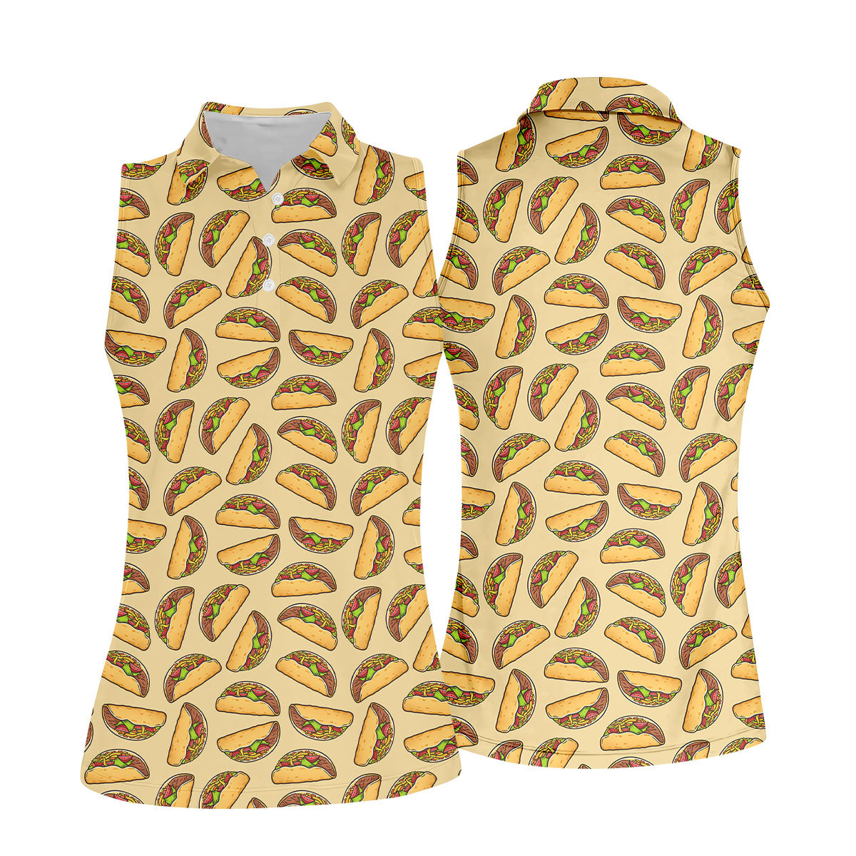 Taco Seamless Pattern Cinco De Mayo Celebration Fiesta Themed Tropical Pattern Golf Shirt For Women