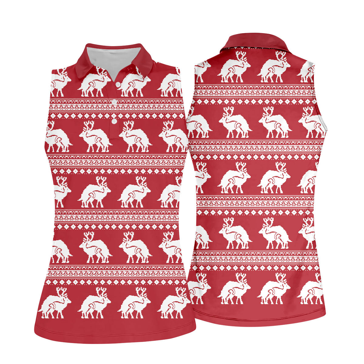 Reindeer Humping Seamless Pattern Golf Shirt, Christmas Golf Shirt, Golf Gifts For Women, Fun Golf Shirt