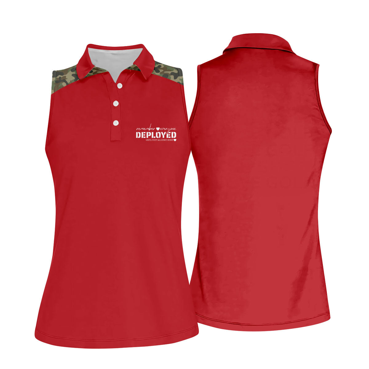 Remember Everyone Deployed Camo Red Patriotic 4th Of July Golf Shirt, 250th Anniversary Golf Shirt For Women