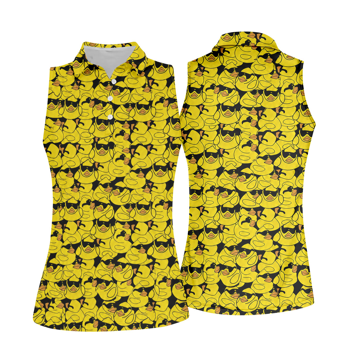 Yellow Sunglasses Rubber Duck Hawaiian Golf Shirt, Hawaiian Golf Shirt, Golf Tops For Women, Printed Golf Shirt