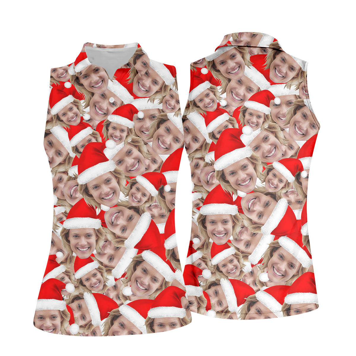 Funny Custom Face Christmas Golf Shirt, Women's Golf Shirts, Ladies Golf Polos, Christmas Golf Shirt
