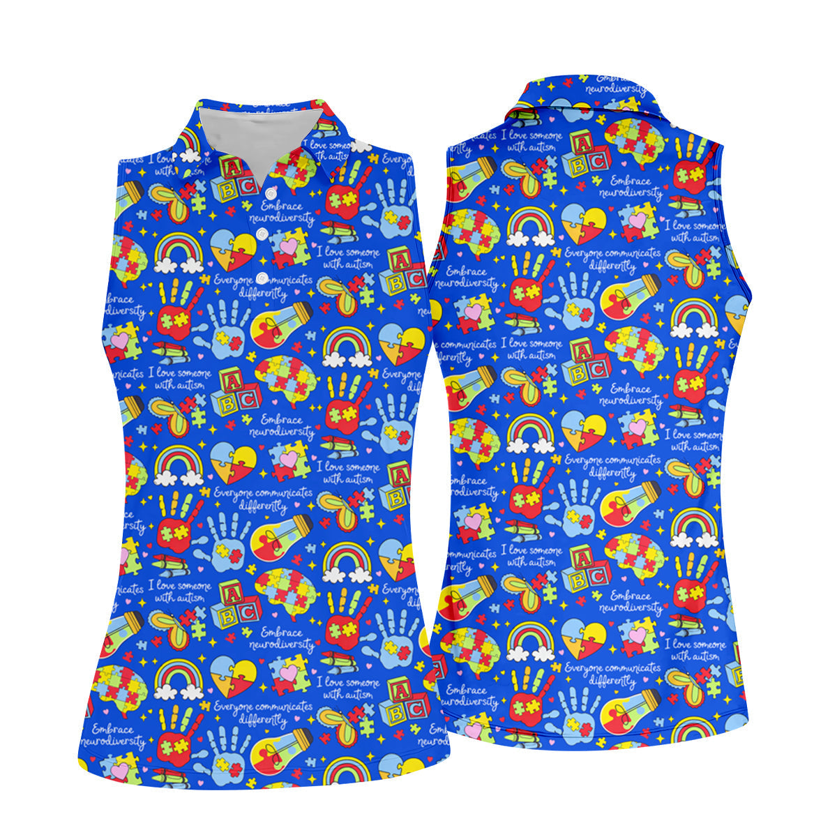 I Love Someone With Autism Blue Golf Shirt, Autism Awareness Color Ladies Golf Shirts, Ladies Golf Polos