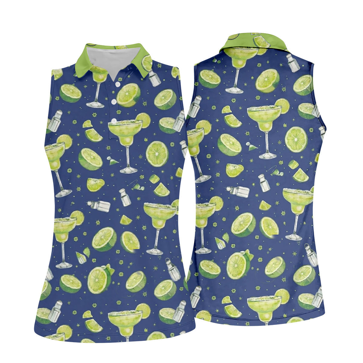 Margarita Cocktail Golf Shirt, Tropical Lime Drink Pattern, Golf Shirt For Women