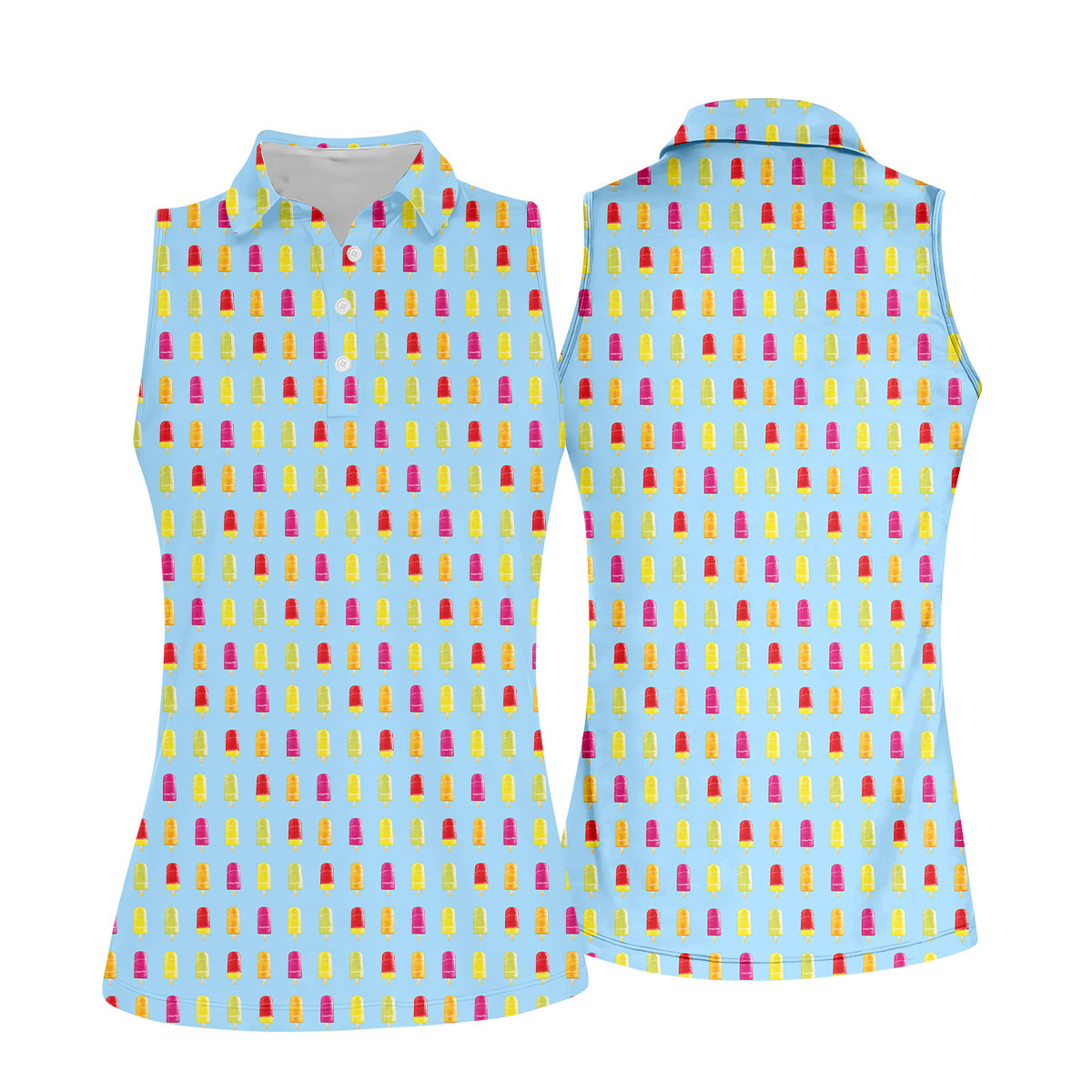 Colorful Popsicle Summer Pattern Golf Shirt, Golf Polo For Women, Printed Golf Shirt