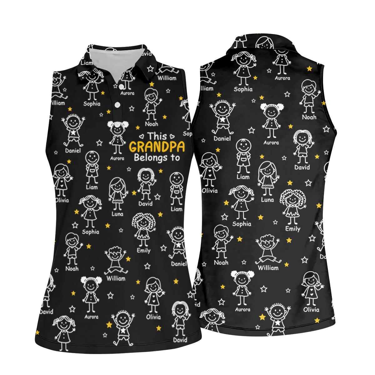 This Grandpa Dad Belongs To Kids Pet Black Golf Shirt, Ladies Golf Tops, Women Golf Top, Golfing Apparel
