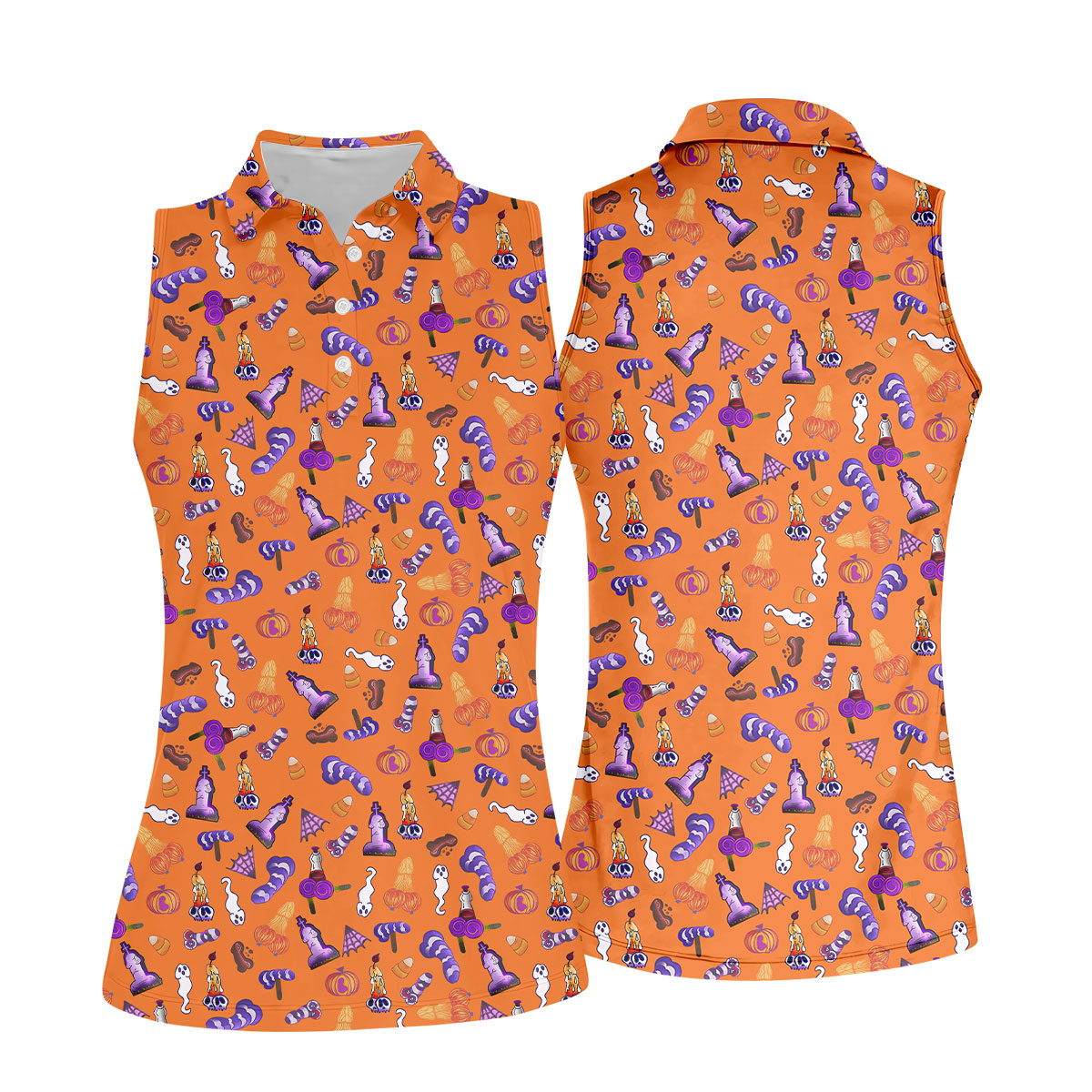 Funny Dirty Orange And Purple Halloween Golf Shirt, Funny Golf Shirts Women, Ladies Golf Shirts