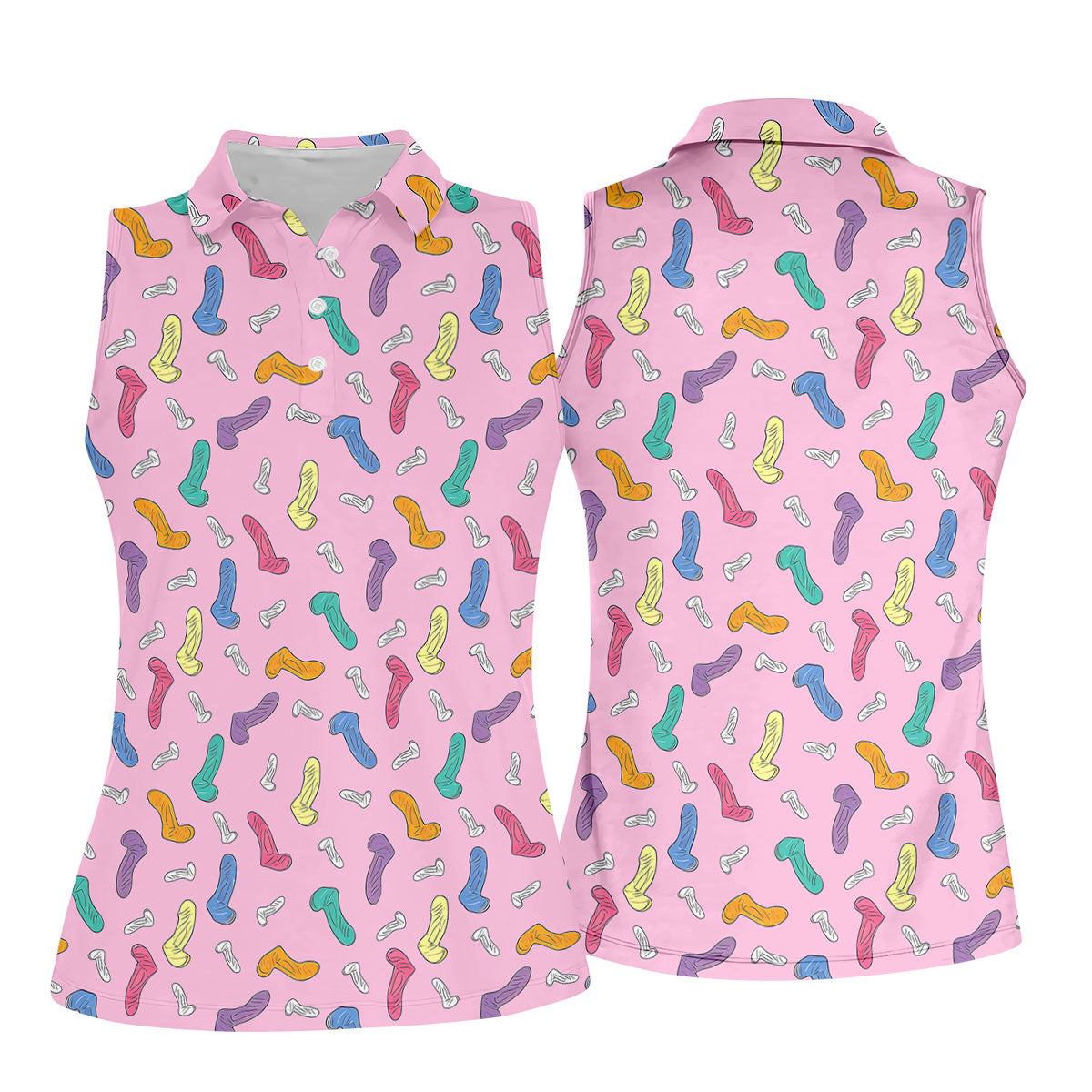 Funny Adult Novelty Pink Pattern Golf Shirt, Ladies Golf Tops, Women’s Golf Apparel