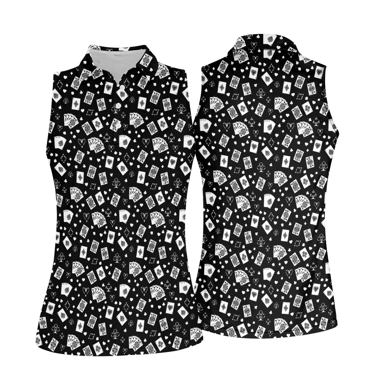 Casino Cards Black Golf Shirt, Golf Shirt For Women, Ladies Golf Shirts, Fun Women's Golf Shirts