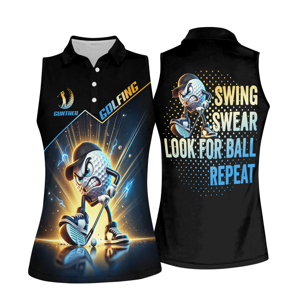Swing Swear Look For Ball Repeat Fun Golf Shirt, Golf Shirt For Women, Ladies Golf Shirts