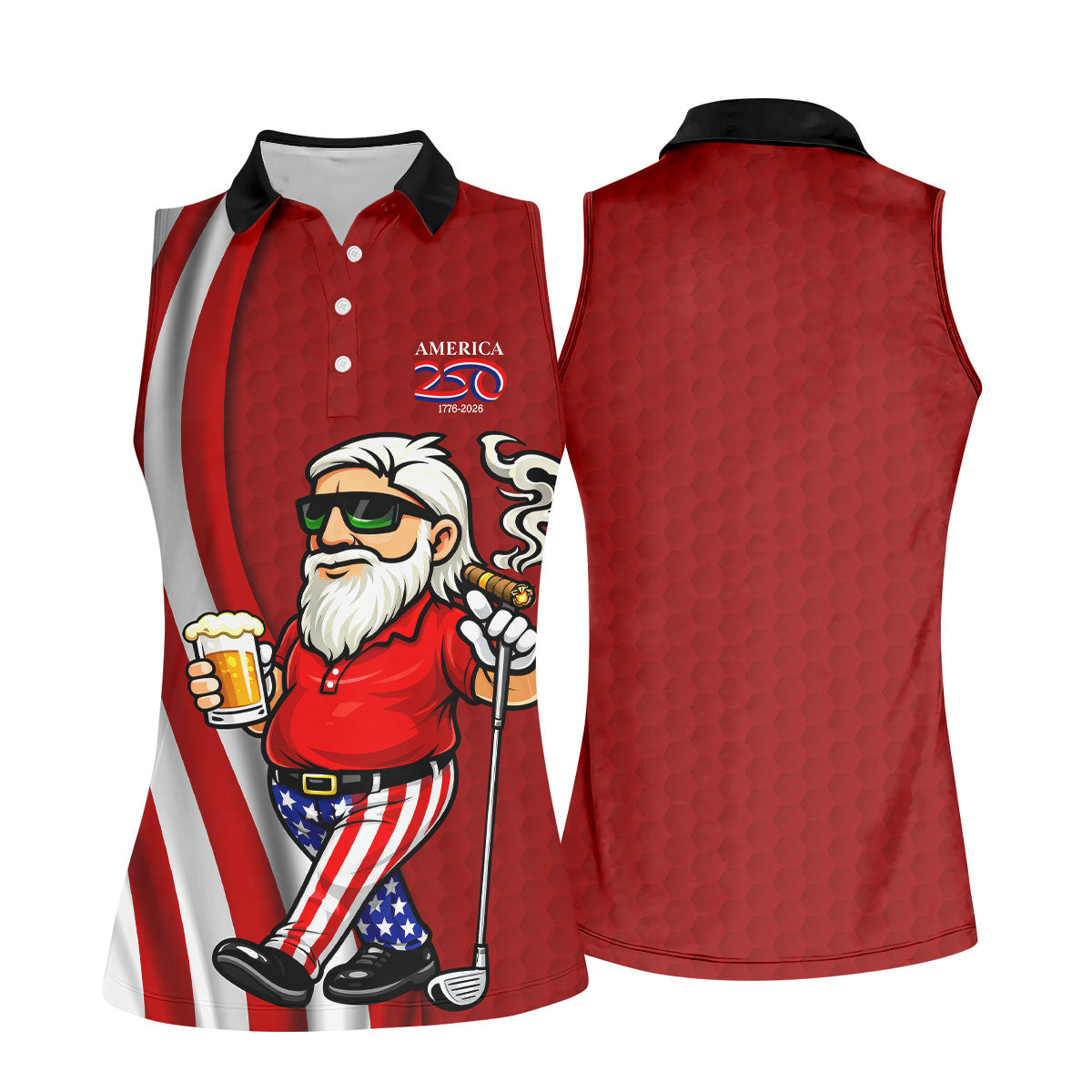 America 250 Patriotic Man 4th Of July Red Golf Shirt, Golf And Beer Women's Golf Tops