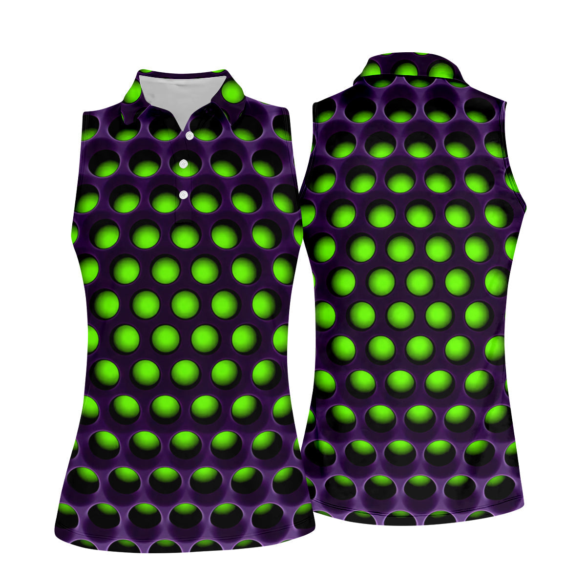 3D Effect Circular Pattern Green Golf Shirt, Cool Golf Outfit, Women Golf Top, Ladies Golf Shirts