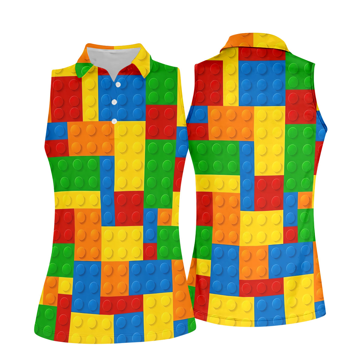 Lego Pattern Colorful Golf Shirt, Ladies Golf Shirts, Golf Shirt For Women, Ladies Golf Polos