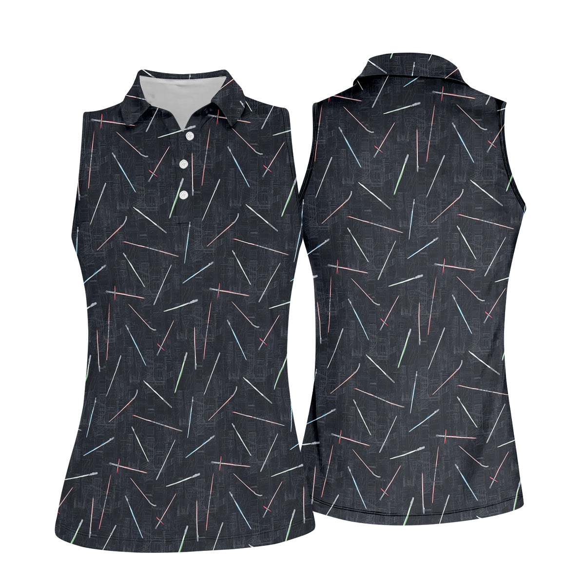 Minimalist Neon Lightsaber Pattern Golf Shirt, Women’s Golf Tops, Performance Golf Shirt