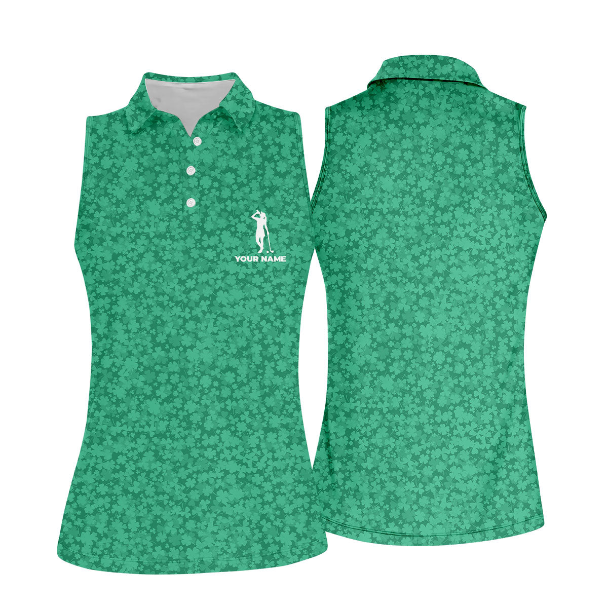Shamrock Beer Lucky Four Leaf Clover St Patrick Day Golf Shirt, Women's Golf Shirts, Ladies Golf Polos