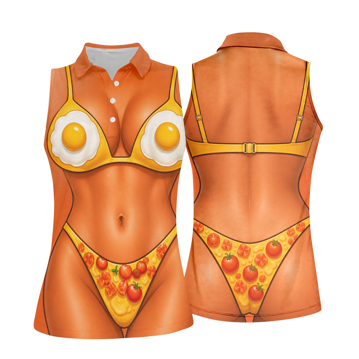 Funny Fried Egg Bikini Body Golf Shirt, Women’s Golf Polo, Ladies Golf Tops, Printed Golf Shirt