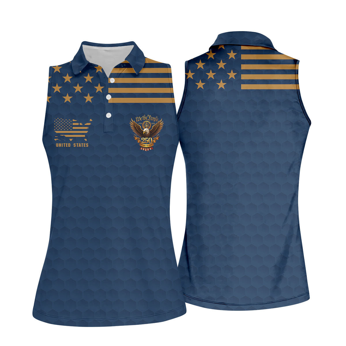 Navy Veteran We The People 250 Years Of Free 4th Of July Golf Shirt, Women's Golf Tops