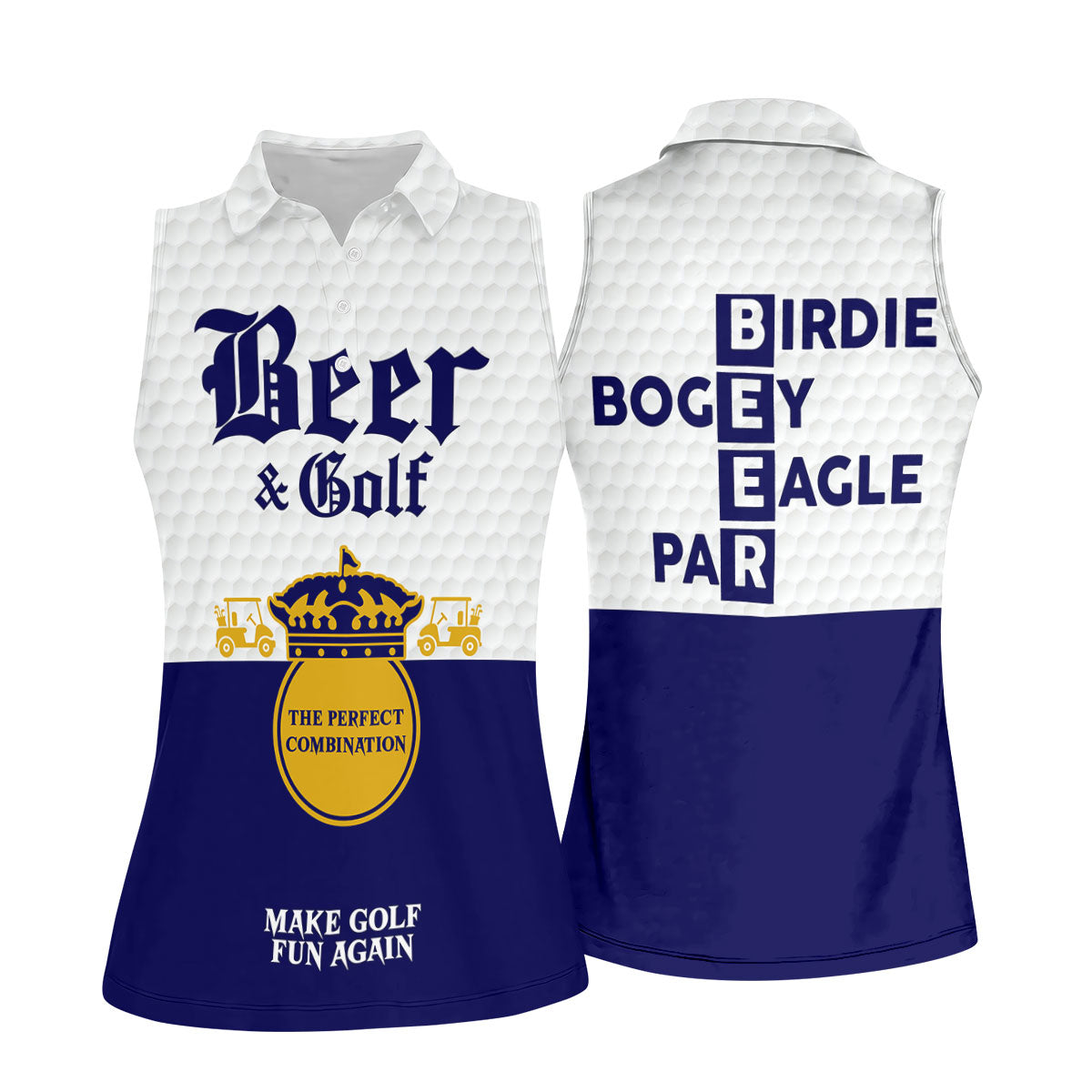 Beer And Golf The Perfect Combination Golf Shirt For Women, Ladies Golf Shirts, Women's Sleeveless Golf Shirts