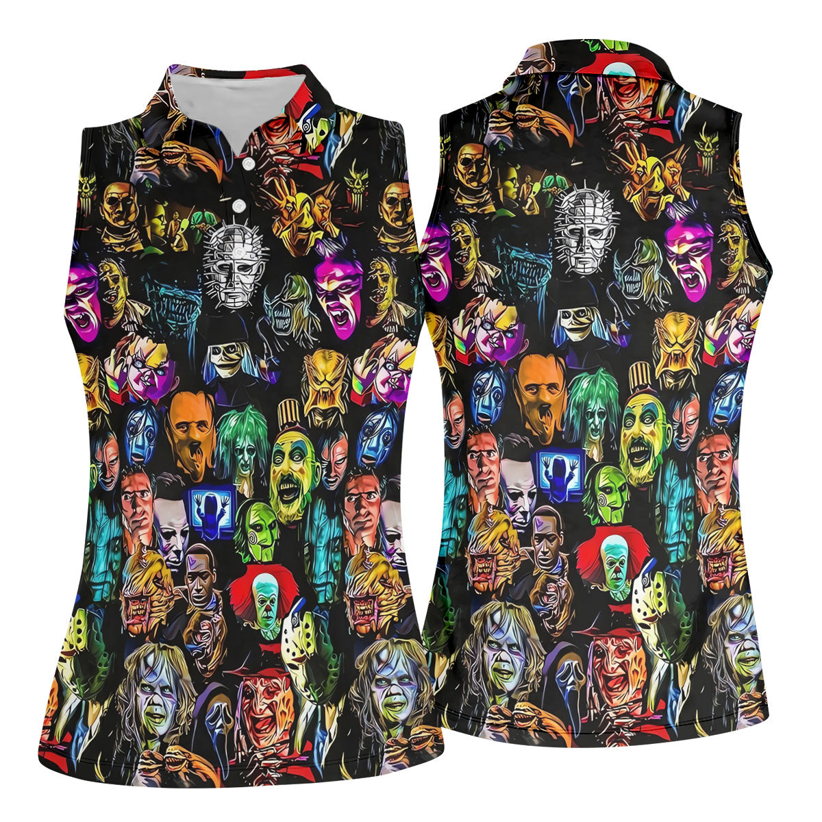 Halloween Horror Character Hawaiian Golf Shirt, Women’s Golf Polo, Golf Shirts For Women