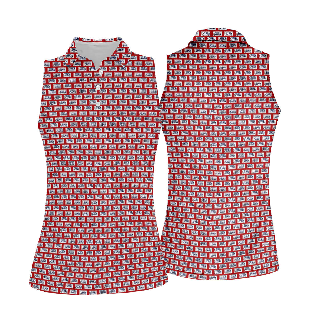 Red New York Assman Pattern Polo Shirt, Ladies Golf Shirts, Hawaiian Golf Shirt, Women’s Golf Apparel