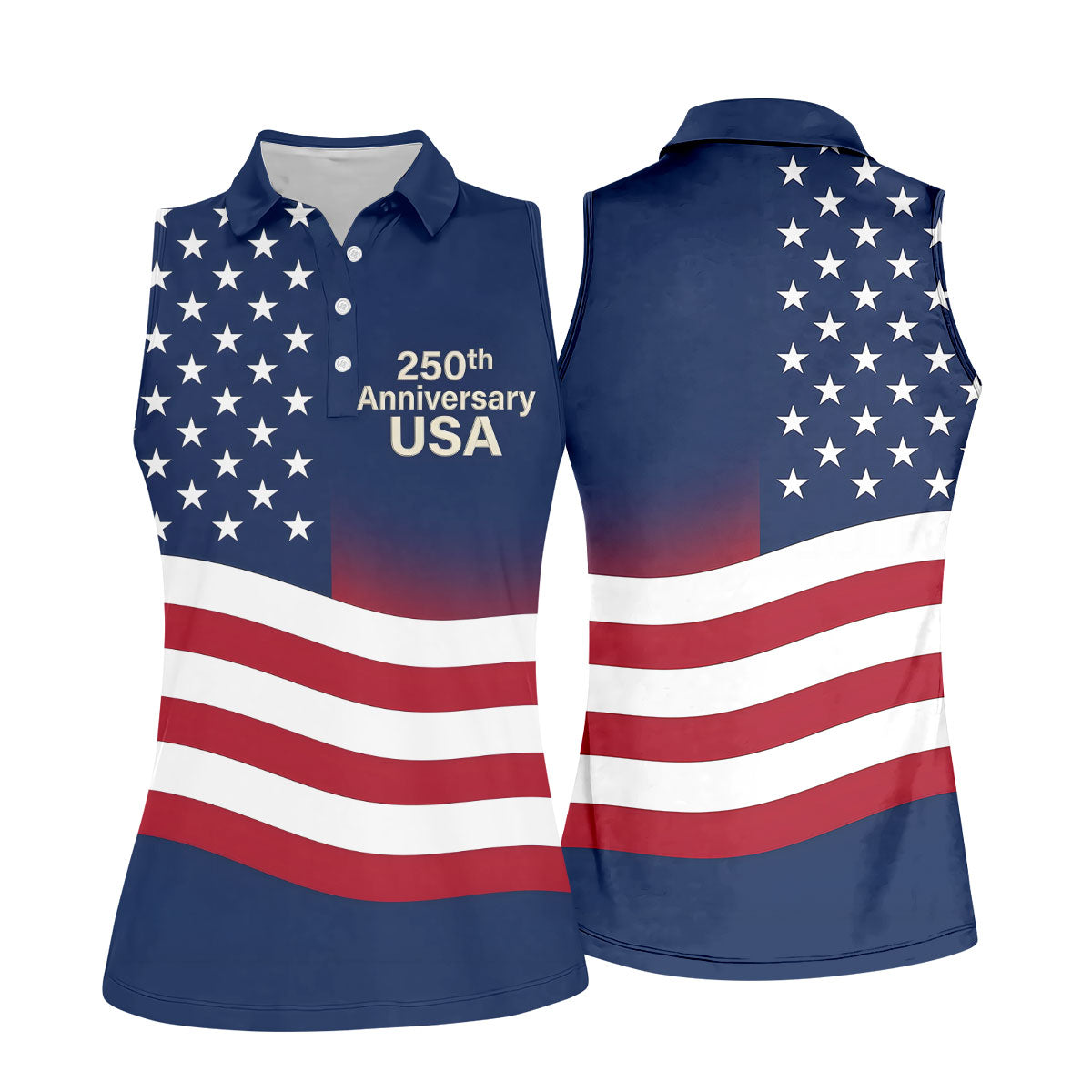 250th Anniversary USA Flag Pattern 4th Of July Golf Shirt, Patriotic Golf Shirt, Golf Shirt For Women