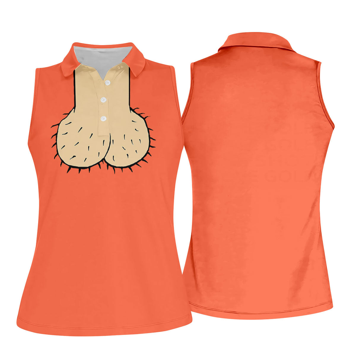 Orange Funny Dickhead Faux Chest Golf Shirt, Ladies Golf Shirts, Golf Polo For Women