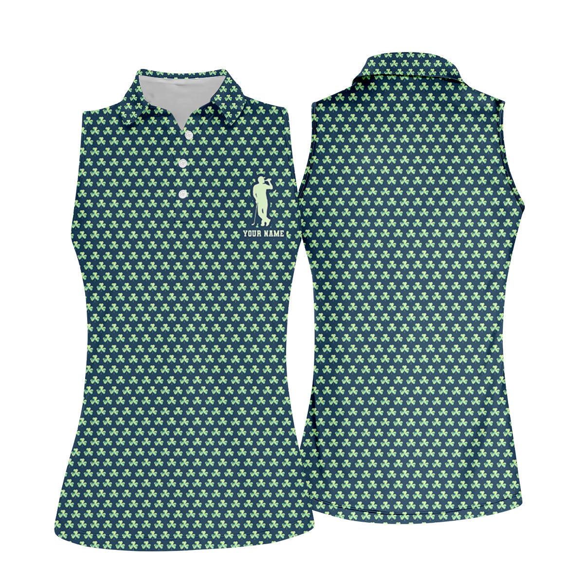 St Patrick's Day Shamrock Golf And Beer Green Golf Shirt, Women's Golf Tops, Ladies Golf Polos