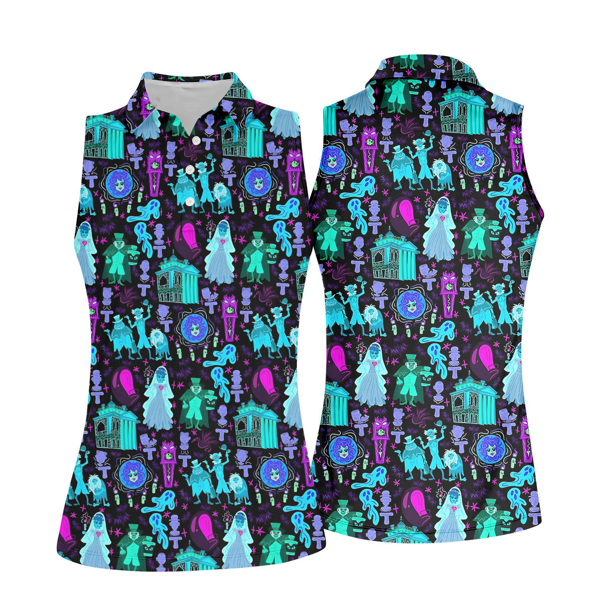Haunted Ghost Halloween Hawaiian Golf Shirt, Women’s Golf Polo, Golf Shirts For Women