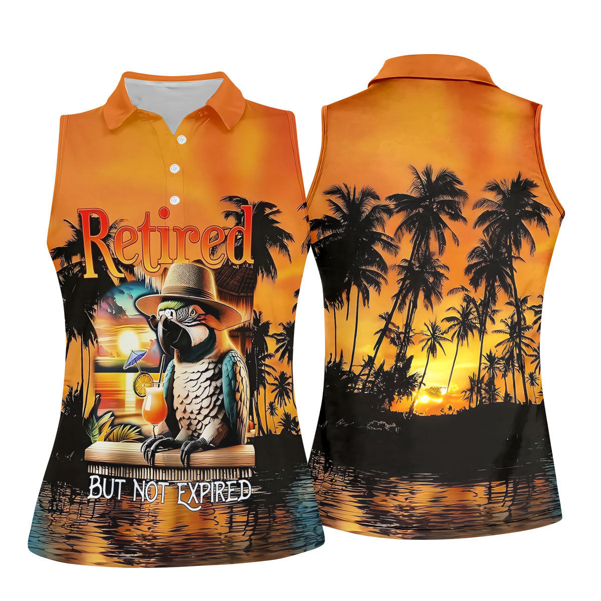 Funny Retirement Parrot Beach Vacation Golf Shirt, Golf Polo For Women, Printed Golf Shirt