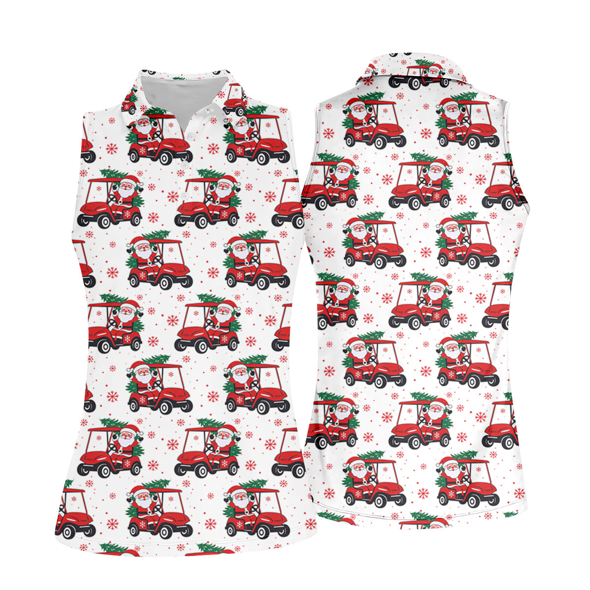 Santa Claus Golf Cart Christmas Golf Shirt, Women's Golf Tops, Ladies Golf Shirts, Golf Gift For Ladies