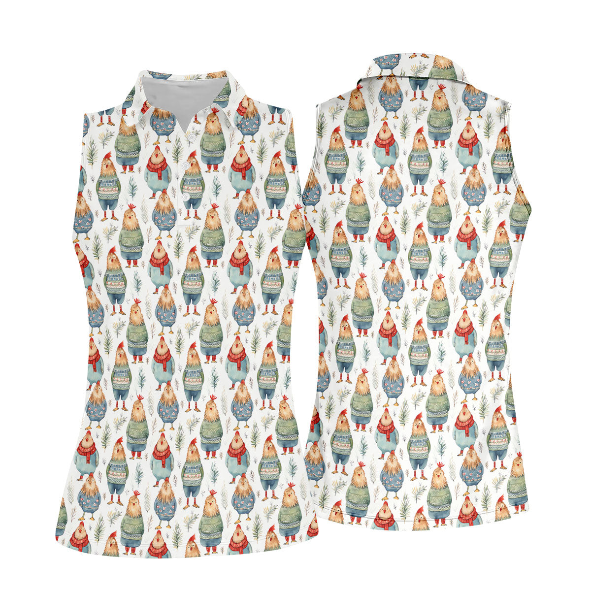 Chicken Cozy Ladies Golf Tops, Fun Women's Golf Shirts, Cute Golf Outfit, Ladies Golf Shirts, Golfing Apparel