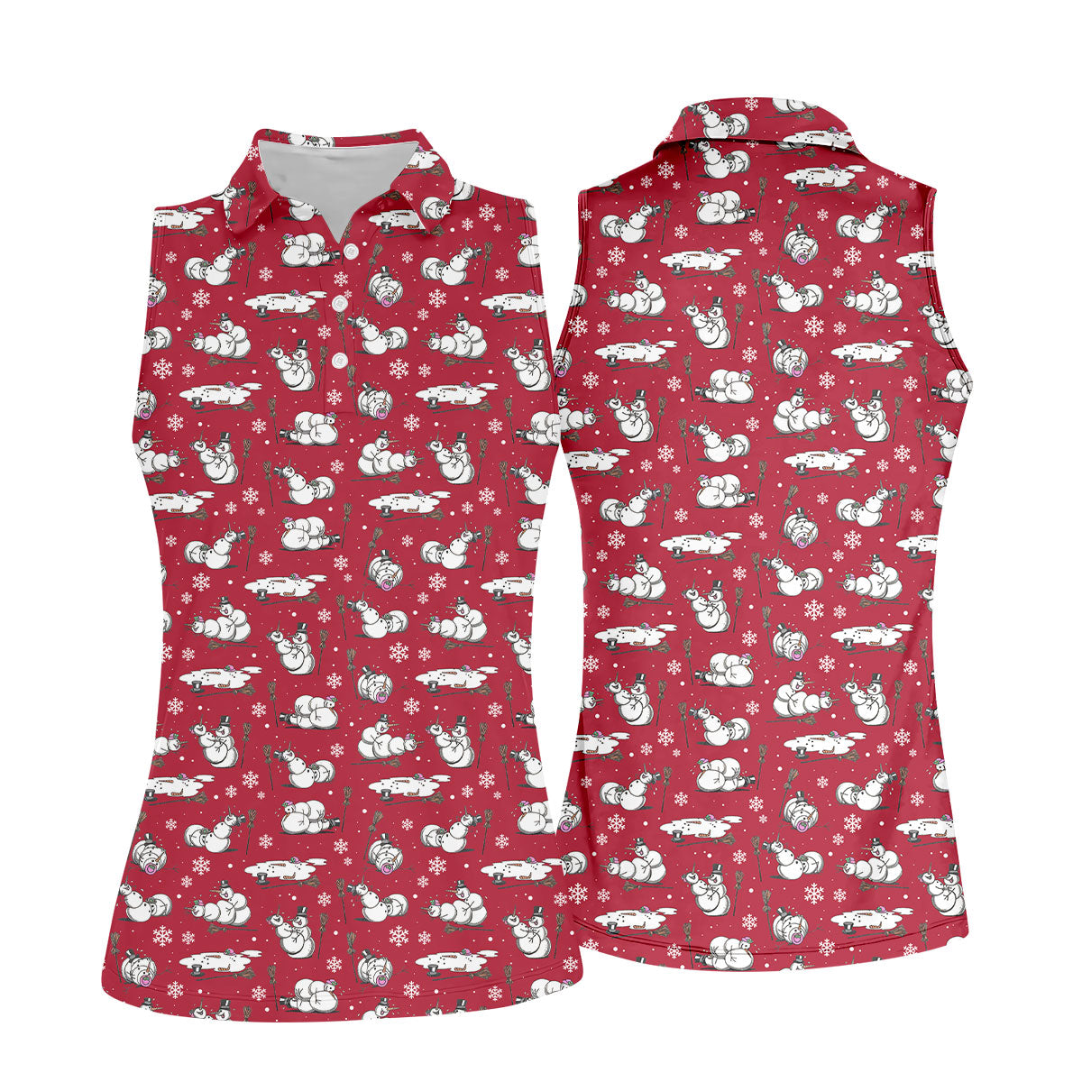 Funny Snowman Naughty Couple Red Golf Shirt, Christmas Golf Shirt, Golf Gift For Ladies, Women Golf Top