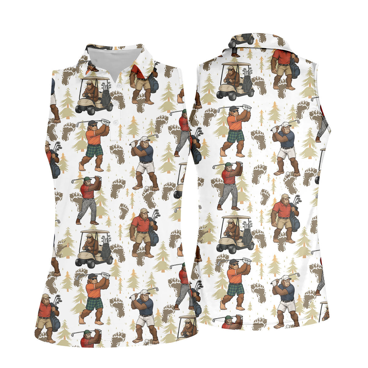 Bigfoot Fun Women's Golf Shirts, Bigfoot Footage Women's Golf Tops, Unique Gift For Golfer