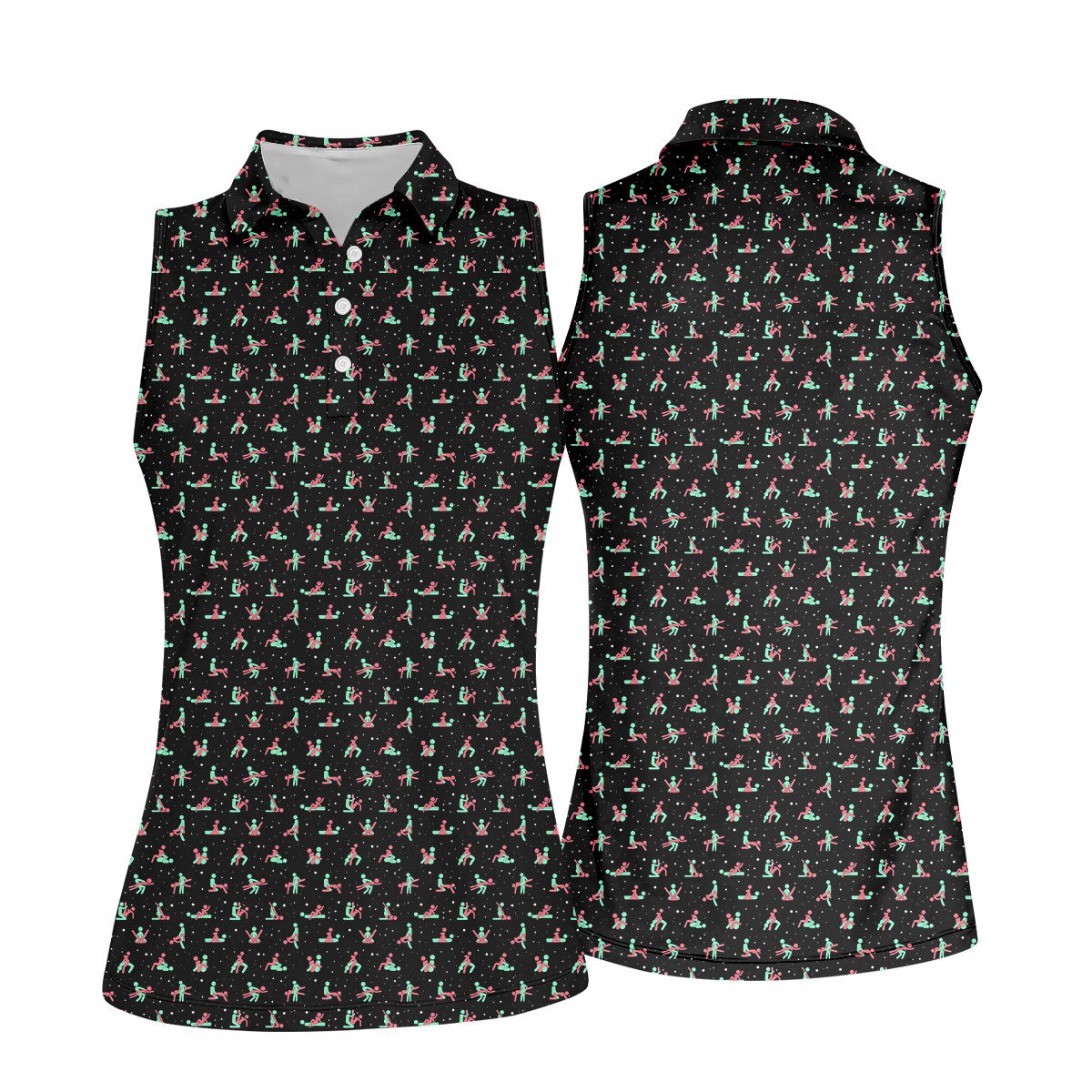 Naughty Couple Snow Pattern Christmas Golf Shirt, Fun Women's Golf Shirts, Golf Gift For Ladies, Ladies Golf Tops