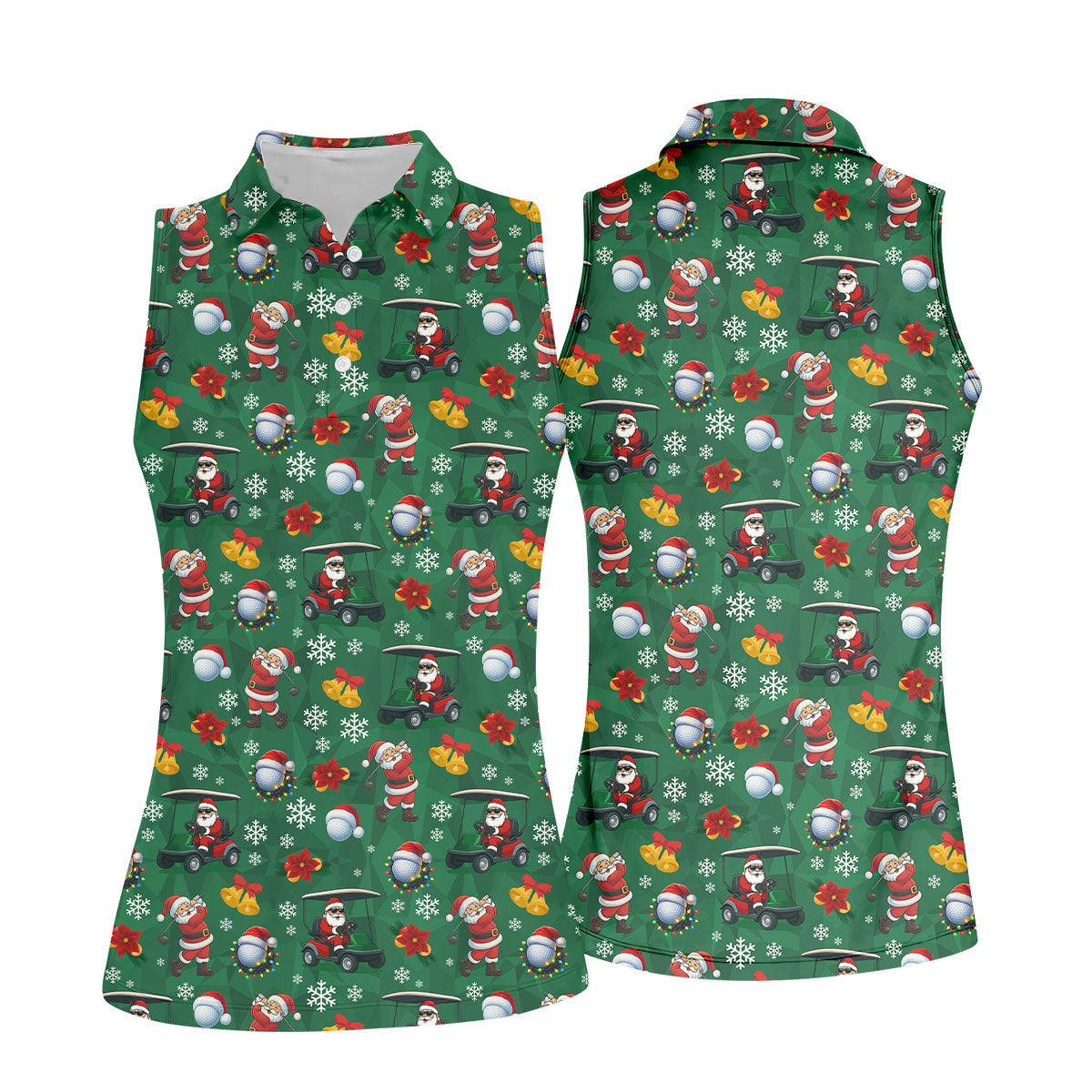 Santa Christmas Green Golf Polo, Women Golf Top, Golf Christmas Gifts, Ladies Golf Shirts