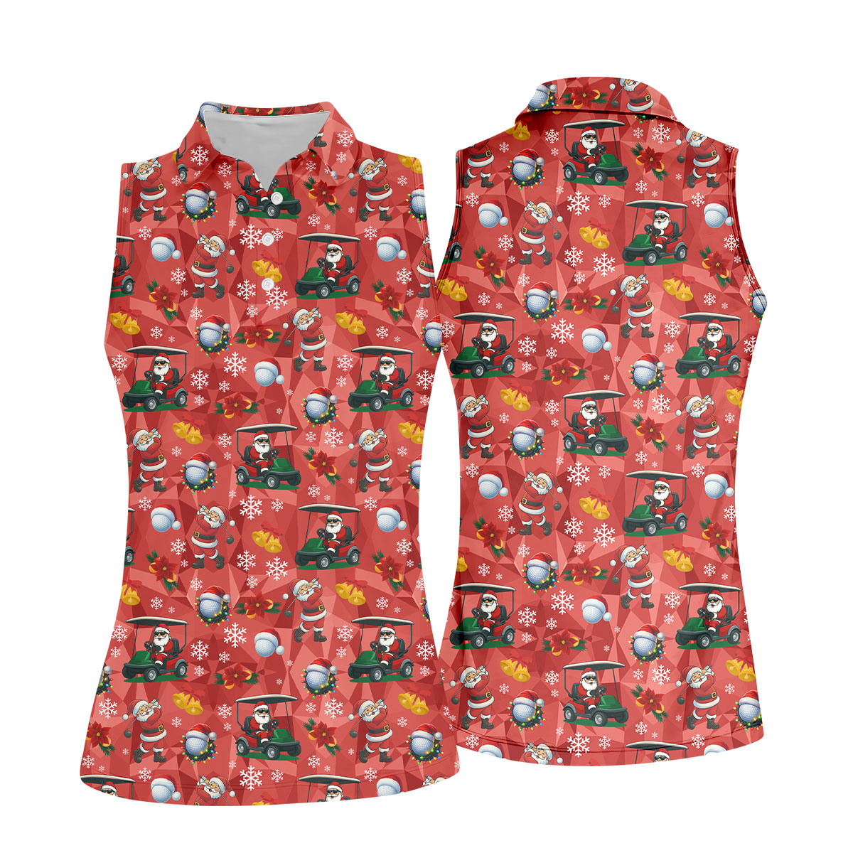 Santa Christmas Red Golf Shirt, Ladies Golf Tops, Cute Golf Outfit, Christmas Golf Shirt, Ladies Golf Polos