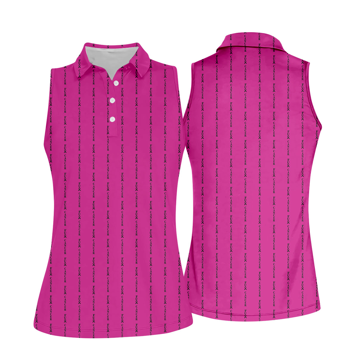 Fcancer Women's Golf Shirt, Breast Cancer Awareness Shirt, Pink Golf Shirt, Ladies Golf Tops