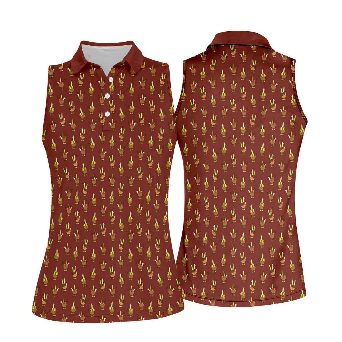Thanksgiving Turkey Women Golf Shirt, Ladies Sleeveless Polo, Gifts For Golf Lovers, Thanksgiving Day Shirts