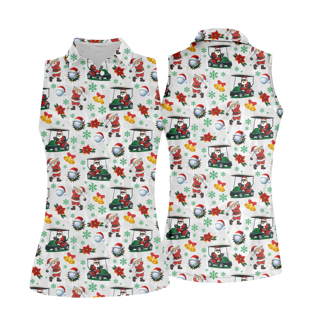 Santa Christmas White Polo Women, Cute Womens Golf Shirts, Christmas Golf Shirt, Ladies Golf Shirts