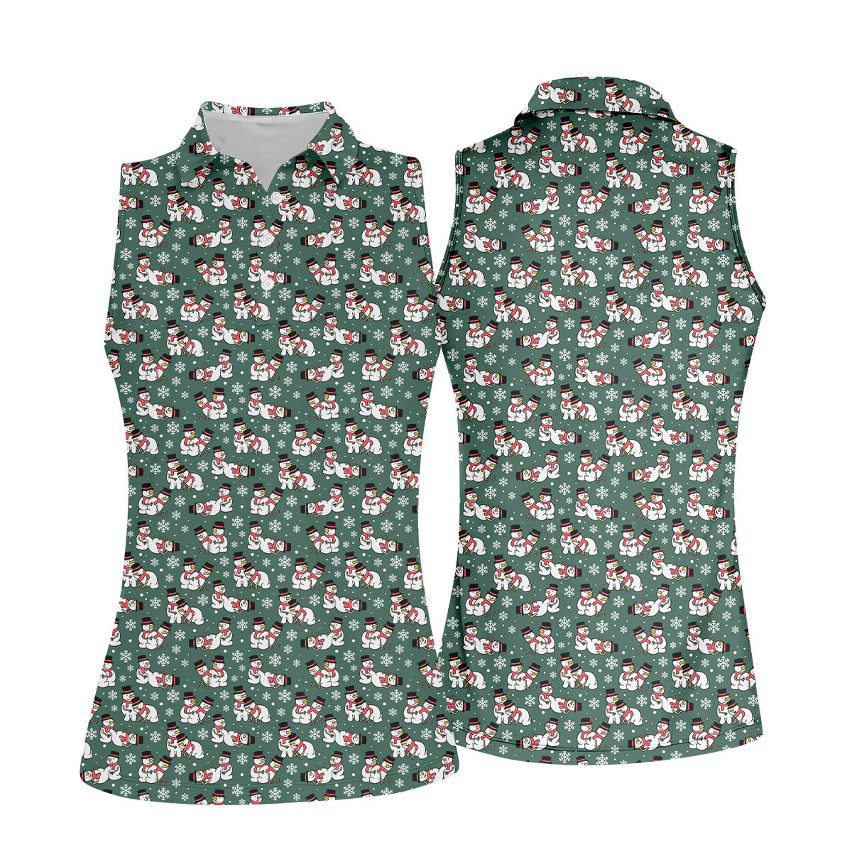 Naughty Snowman Green Golf Shirt, Christmas Golf Shirt, Fun Women's Golf Shirts, Ladies Golf Polos